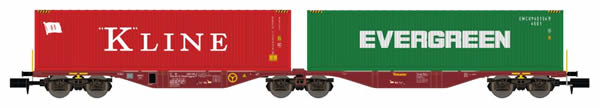 REE Modeles NW-102 - Flat Car Sggrss 80 with Container Loads KLINE and EVERGREEN